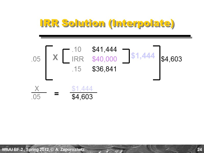24     .10 $41,444   .05  IRR $40,000 